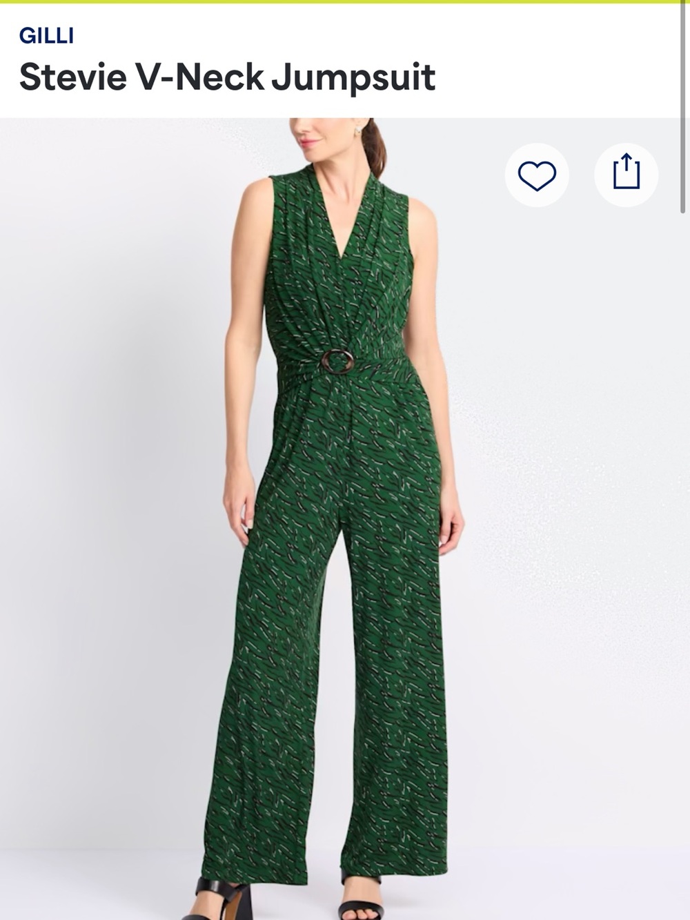 GILLI Green V-Neck Ring-Waist Printed Jumpsuitt🐸